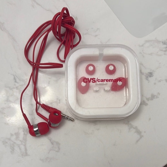 CVS Caremark Red Wired Earbuds (new) - Picture 1 of 1